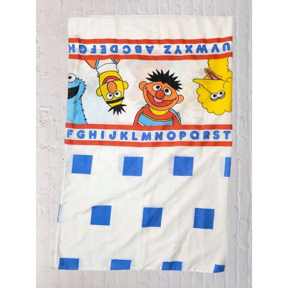 Vtg Stevens Sesame Street ABC Twin Flat Sheet & Pillowcase Set The Muppets USA